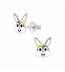 Mon-bijou - FF7285 - Boucle d'oreille lapin jaune et gris en argent 925/1000
