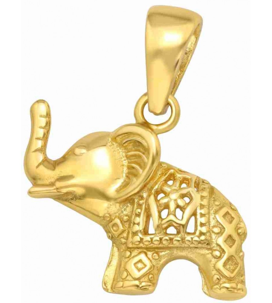 Mon-bijou - H41101 - Collier éléphant plaqué or en argent 925/1000