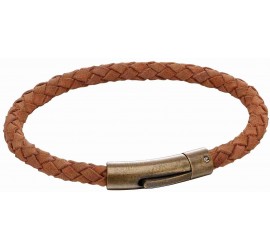Mon-bijou - D5137a - Bracelet en cuir marron en acier inoxydable