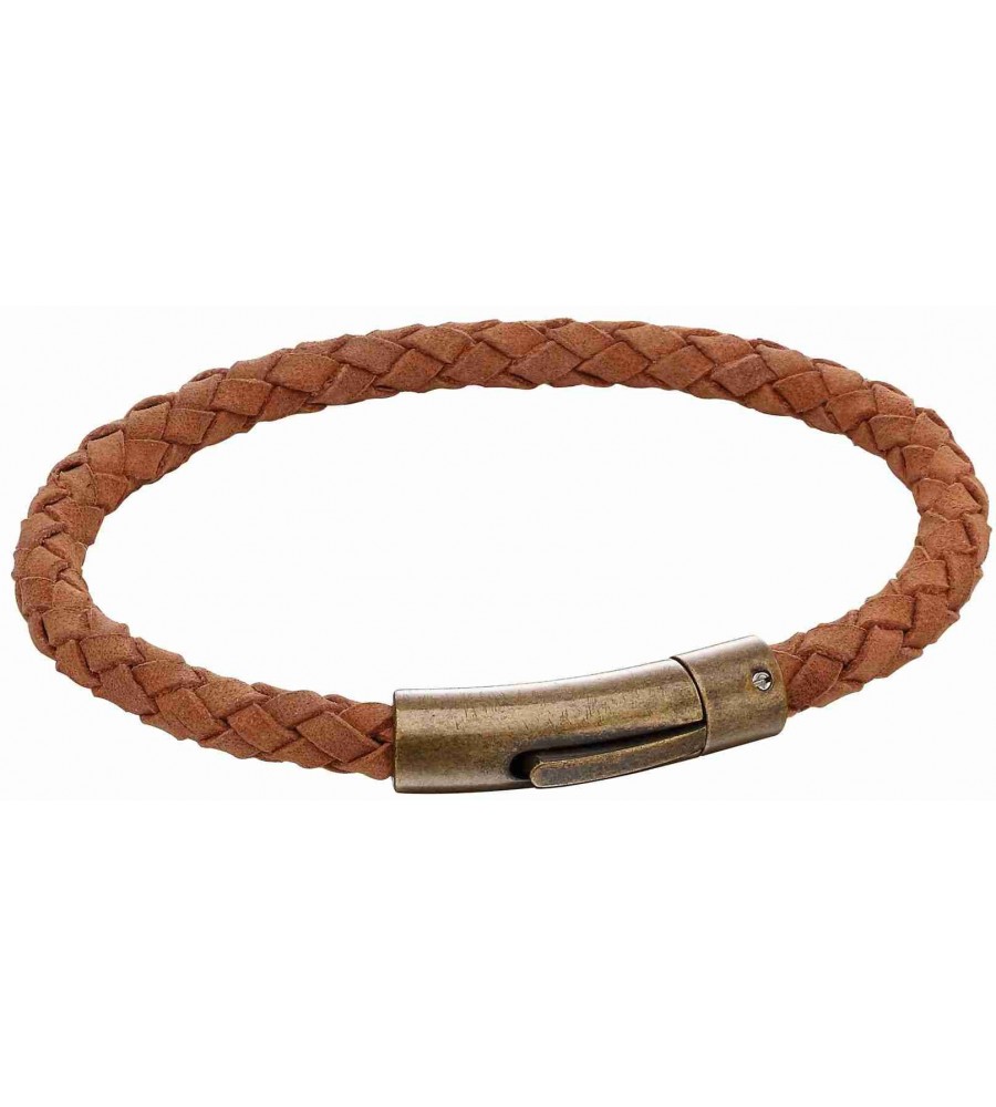 Mon-bijou - D5137a - Bracelet en cuir marron en acier inoxydable