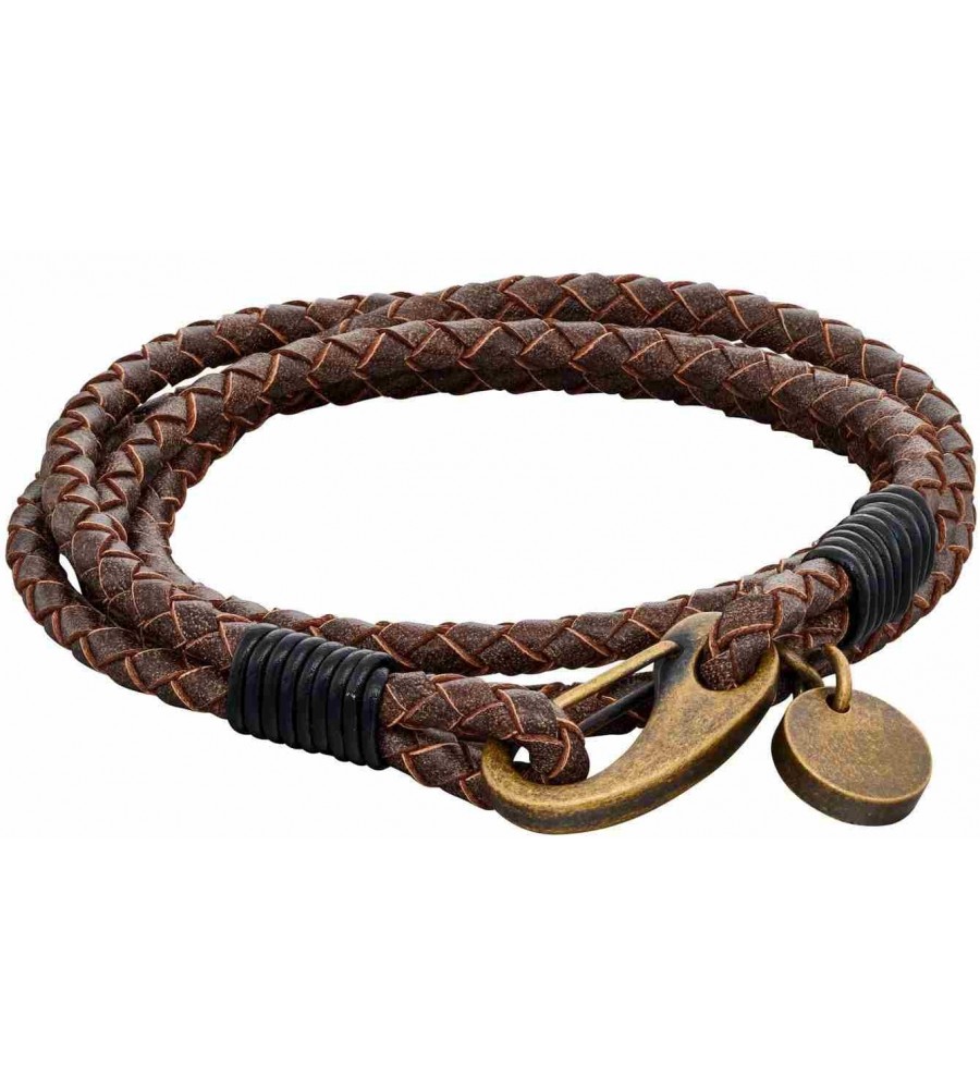 Mon-bijou - D5273 - Bracelet cuir en acier inoxydable