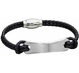 Mon-bijou - D5277 - Bracelet cuir en acier inoxydable
