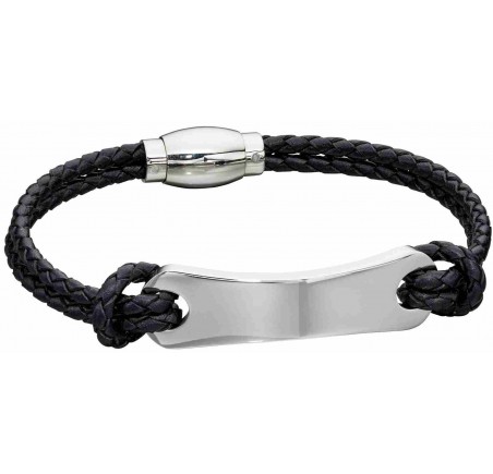 Mon-bijou - D5277 - Bracelet cuir en acier inoxydable