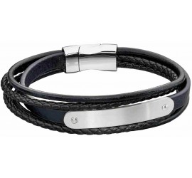 Mon-bijou - D5282 - Bracelet cuir en acier inoxydable