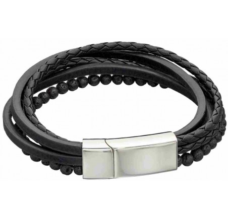 Mon-bijou - D5318 - Bracelet cuir en acier inoxydable