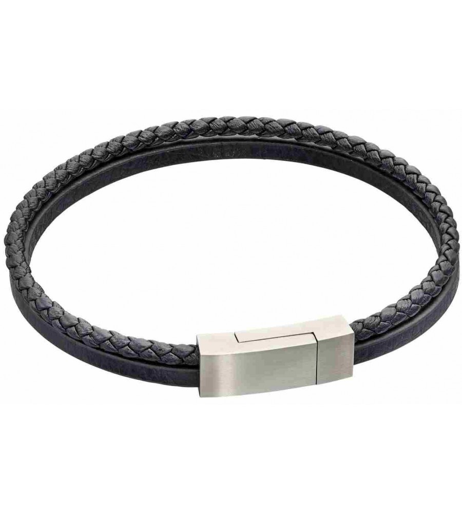 Mon-bijou - D5321 - Bracelet cuir en acier inoxydable