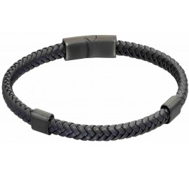 Mon-bijou - D5322 - Bracelet cuir en acier inoxydable