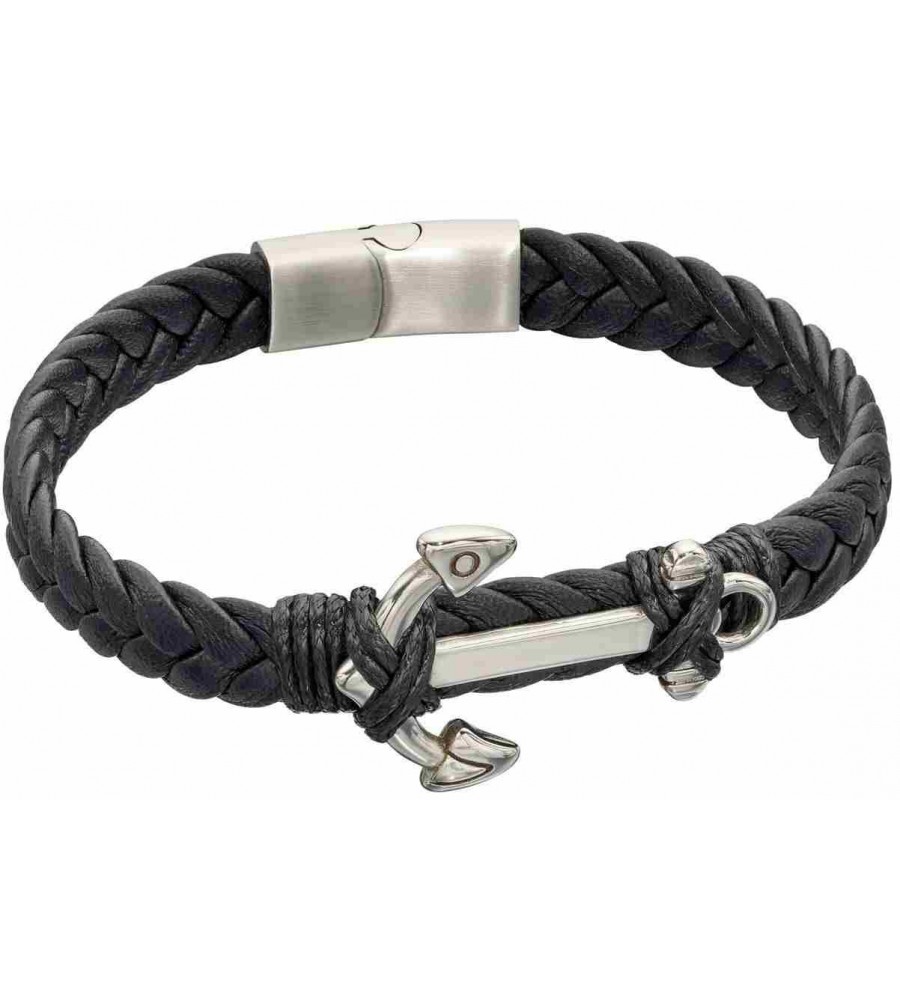 Mon-bijou - D5323 - Bracelet cuir en acier inoxydable