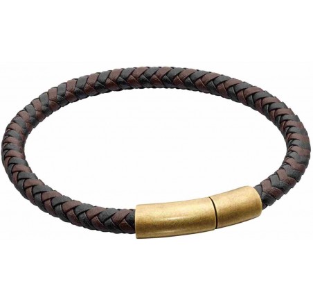 Mon-bijou - D5326 - Bracelet cuir en acier inoxydable